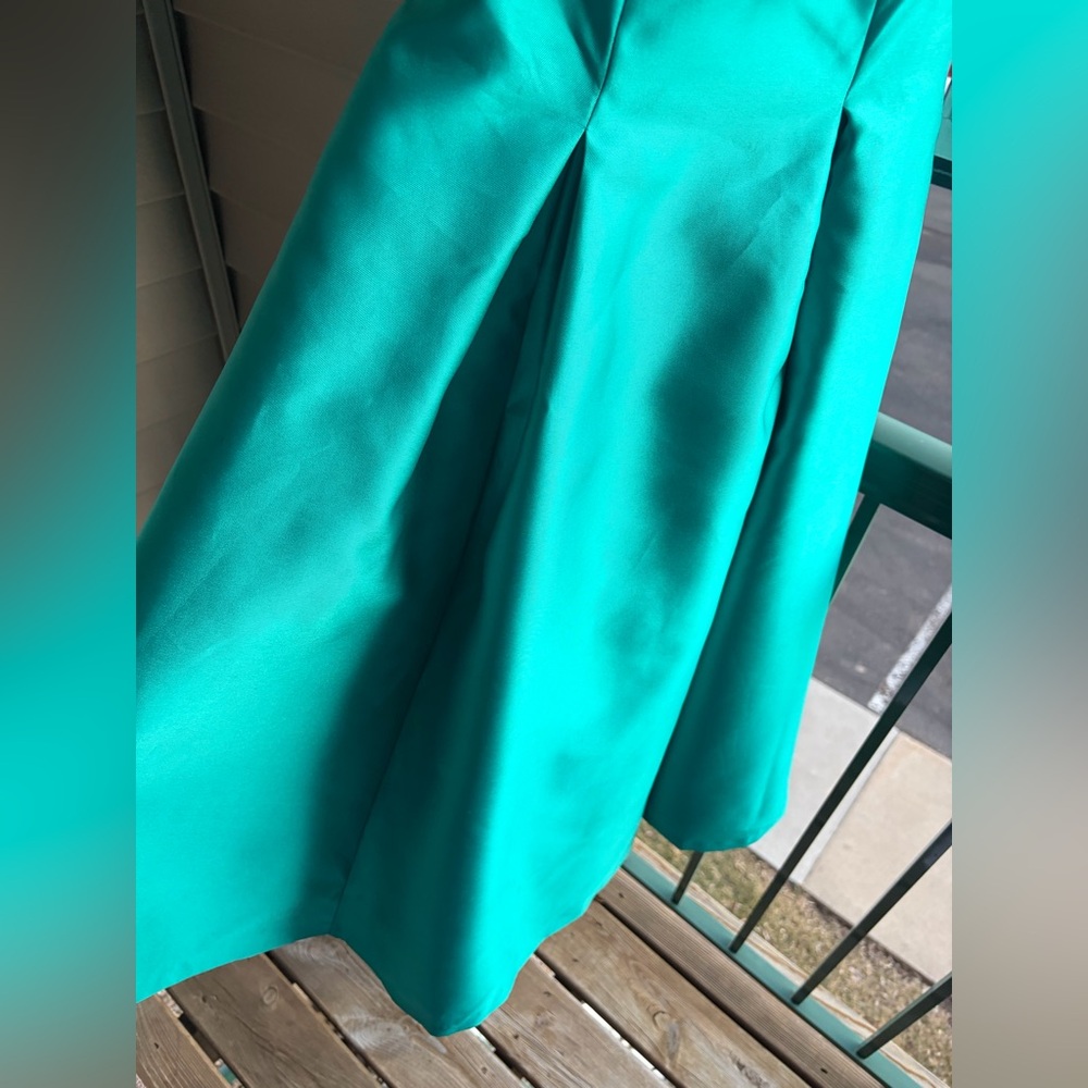🆕✨ Adrianna Papell Emerald Fit&Flare Satin Midi Cocktail Dress Size 2,12 Gown - Picture 9 of 17